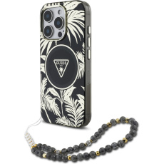 Guess IML Palm Trees Triangle Logo Pearl Strap MagSafe kryt iPhone 16 Pro černý Guess IML Palm Trees Triangle Logo Pearl Strap MagSafe kryt iPhone 16 Pro černý