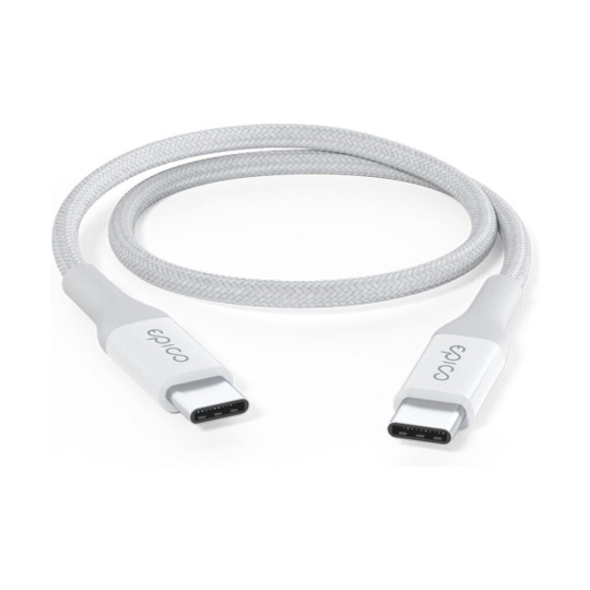 Epico pletený PD kabel 0.3m USB-C na USB-C bílý