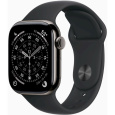 Apple Watch Series 11 Cellular (42mm) Břidlicově šedý titan s černým sportovním řemínkem M/L