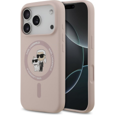Karl Lagerfeld Liquid Silicone Karl and Choupette MagSafe kryt iPhone 17 Pro růžový Karl Lagerfeld Liquid Silicone Karl and Choupette MagSafe kryt iPhone 17 Pro růžový