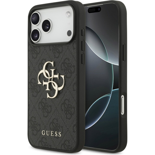 Guess PU 4G Metal Logo kryt iPhone 17 Pro Max šedý