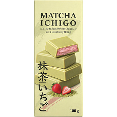 Bílá čokoláda Matcha Ichigo s jahodovou náplní 100 g