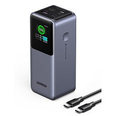 UGREEN powerbanka s rychlým nabíjením 20000mAh 3-port s displejem, Li-ion, 130W, 2x USB-C, 1x USB-A, stříbrná
