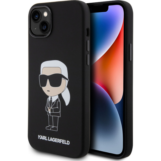 Karl Lagerfeld Liquid Silicone Ikonik NFT Kryt iPhone 15 Plus černý