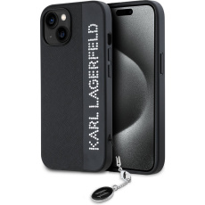 Karl Lagerfeld PU Saffiano Rhinestone Charm zadní kryt iPhone 14 černý