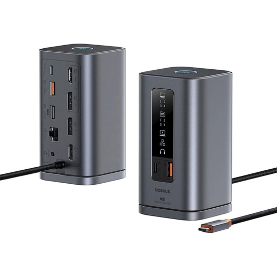 Baseus Spacemate RD-1 dokovací stanice 11v1, 100W 2xUSB-C, 3xUSB, 2xHDMI, 2x DP, 1xRJ45, 3,5mm jack 