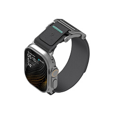 Aulumu A11 Mag Buckle Slim řemínek Apple Watch 49/46/45/44/42mm Silver Buckle/Carbon Green Strap