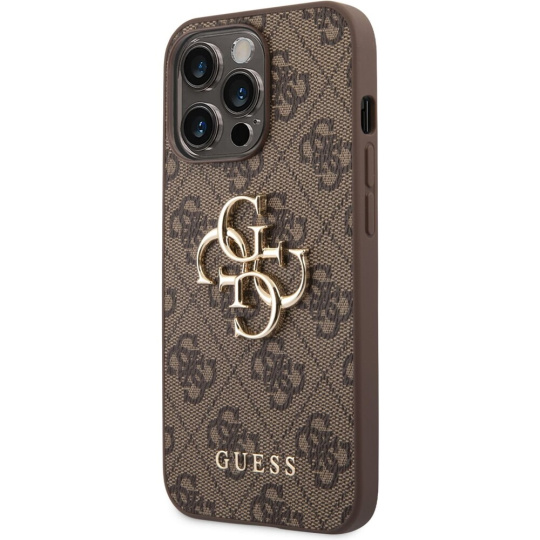 Guess PU 4G Metal Logo kryt iPhone 14 Pro Max hnědý