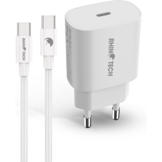 RhinoTech 25W PD nabíjecí adaptér s kabelem USB-C na USB-C 60W 1M, bílá