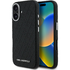 Karl Lagerfeld Grained PU Repeated Logo MagSafe kryt iPhone 16 černý Karl Lagerfeld Grained PU Repeated Logo MagSafe kryt iPhone 16 černý