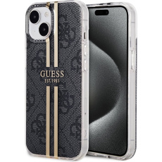 Guess IML 4G Gold Stripe kryt iPhone 15 černý