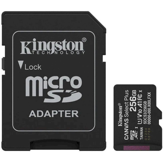 Kingston MicroSDXC Canvas Select Plus 256GB A1 Class 10 150MB/s + SD adaptér Kingston MicroSDXC Canvas Select Plus 256GB A1 Class 10 150MB/s + SD adaptér