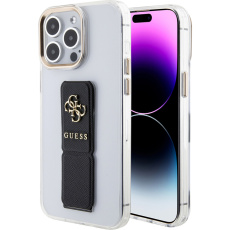 Guess PU Grip Stand 4G Metal Logo kryt iPhone 15 Pro černý