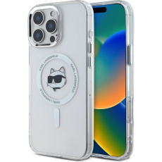 Karl Lagerfeld IML Choupette Head Metal Frame MagSafe kryt pro iPhone 16 Pro Max čirý