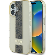 Guess IML Middle 4G Stripe kryt pro iPhone 16 hnědý