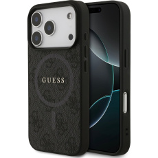 Guess PU Leather 4G Colored Ring MagSafe Zadní Kryt pro iPhone 17 Pro černý