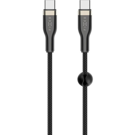 FIXED opletený kabel USB-C/USB-C (PD), 2m, USB 2.0, 100W, černý