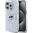 Karl Lagerfeld IML Choupette Head Metal Frame MagSafe zadní kryt pro iPhone 15 Pro čirý