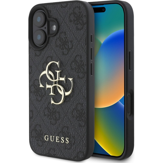 Guess PU 4G Metal Logo kryt pro iPhone 16 šedý