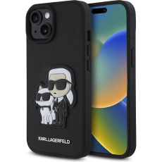 Karl Lagerfeld PU Saffiano Karl and Choupette kryt iPhone 15 černý