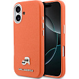 Karl Lagerfeld PU Karl and Choupette Heads Pins MagSafe kryt iPhone 17 oranžový