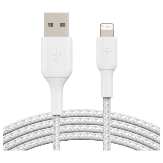 Belkin BOOST Charge Braided Lightning/USB-A odolný kabel, 3m, bílý