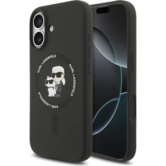 Karl Lagerfeld Liquid Silicone Karl and Choupette MagSafe kryt iPhone 17 černý