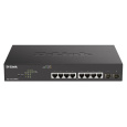 D-Link DGS-1100-10MPV2 10-Port PoE+ Gigabit Smart Managed Switch, 8x PoE gigabit, 2x SFP, PoE budget 130W