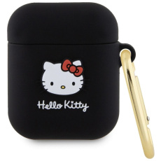 Hello Kitty Liquid Silicone 3D Kitty Head Logo pouzdro AirPods 1/2 černé