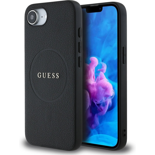 Guess PU Grained Classic Logo MagSafe kryt iPhone 16e černý