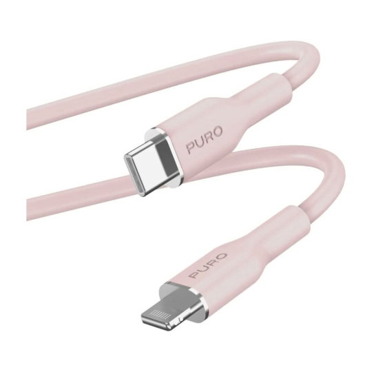 PURO Soft Lightning/USB-C kabel, 1,5 m růžový