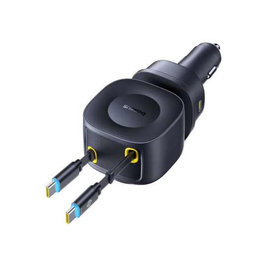 Baseus PrimeTrip VR2 Max 100W nabíječka do auta s navíjecími kabely 2x USB-C, 1xUSB-C, 1x USB černá