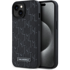 Karl Lagerfeld PU Leather Monogram Metal Logo Magsafe zadní kryt iPhone 15 černý