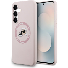 Karl Lagerfeld Liquid Silicone K&CH Heads MagSafe Zadní Kryt pro Samsung Galaxy S25 FE růžový