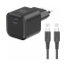 Swissten síťový adaptér GaN 1x USB-C 35W PD + datový kabel USB-C/USB-C 1,2 m černý