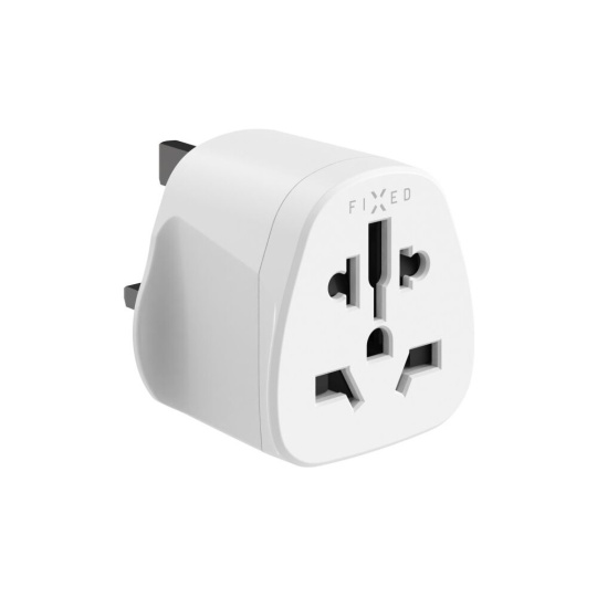 FIXED UK adaptér pro zapojení UK, US, AUS nabíječek do UK zásuvek bílý