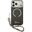 Guess IML Glitter Script Strap MagSafe kryt iPhone 17 Pro Max černý