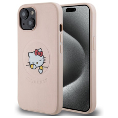 Hello Kitty PU Kitty Asleep Logo MagSafe Kryt iPhone 15 růžový