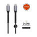 FIXED Armor USB-C odolný kabel s Power Delivery, USB 2.0, 1.2 m (240W) šedý