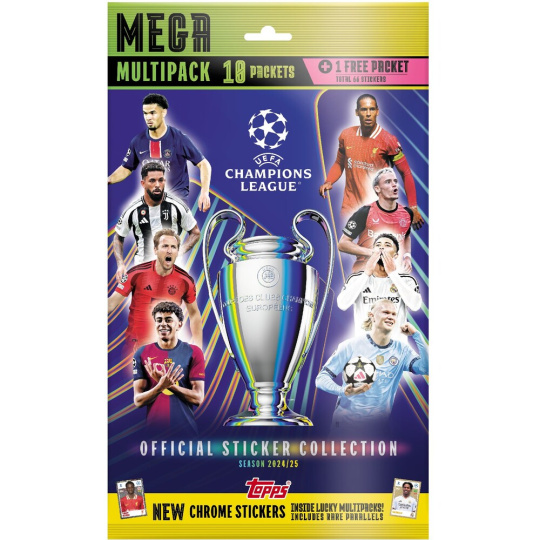 Fotbalové samolepky Topps Champions League 2025 Mega Multipack