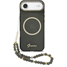 Guess IML Glitter Script Strap MagSafe kryt iPhone Air černý