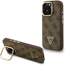 Guess PU 4G Strass Triangle Logo Stand Camera Frame MagSafe kryt iPhone 15 Pro Max hnědý Guess PU 4G Strass Triangle Logo Stand Camera Frame MagSafe kryt iPhone 15 Pro Max hnědý