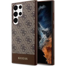 Guess PU 4G Stripe Zadní kryt Samsung Galaxy S24 Ultra hnědý