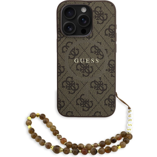 Guess PU Leather 4G Colored Ring Strap MagSafe kryt iPhone 15 Pro Max hnědý