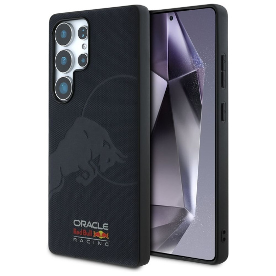 Oracle Red Bull Racing Leather Meshed Debossed Logo MagSafe kryt Samsung Galaxy S25 Ultra modrý