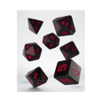 Set kostek Q-workshop Cyberpunk Edition černé s červenými ornamenty (7 kostek)