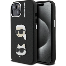 Karl Lagerfeld Grained PU K&CH Heads kryt iPhone 15 černý
