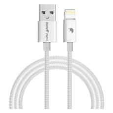 RhinoTech kabel s nylonovým opletem USB-A na Lightning 2,4A, 1 m bílý