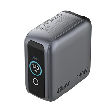 VERBATIM Mini GaN Nabíječka s displejem 140W, 3xUSB-C, 1xUSB-A, šedá