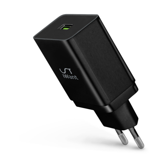 iWant USB síťová nabíječka s rychlo-nabíjením 18W černá iWant USB síťová nabíječka s rychlo-nabíjením 18W černá